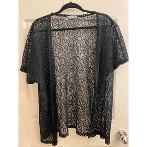 S Charlotte Russe Black Laced Short Sleeve Cardigan